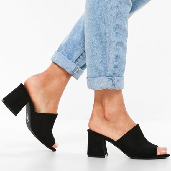 wide fit mule heels